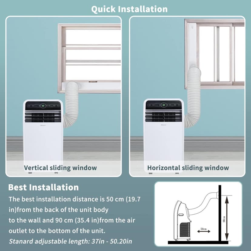 Shinco 10,000 BTU Portable Air Conditioner, Portable AC Unit with Built-in Cool, Dehumidifier & Fan Modes for Room up to 300 sq.ft, RC, 24 Hour Timer, Window Kit