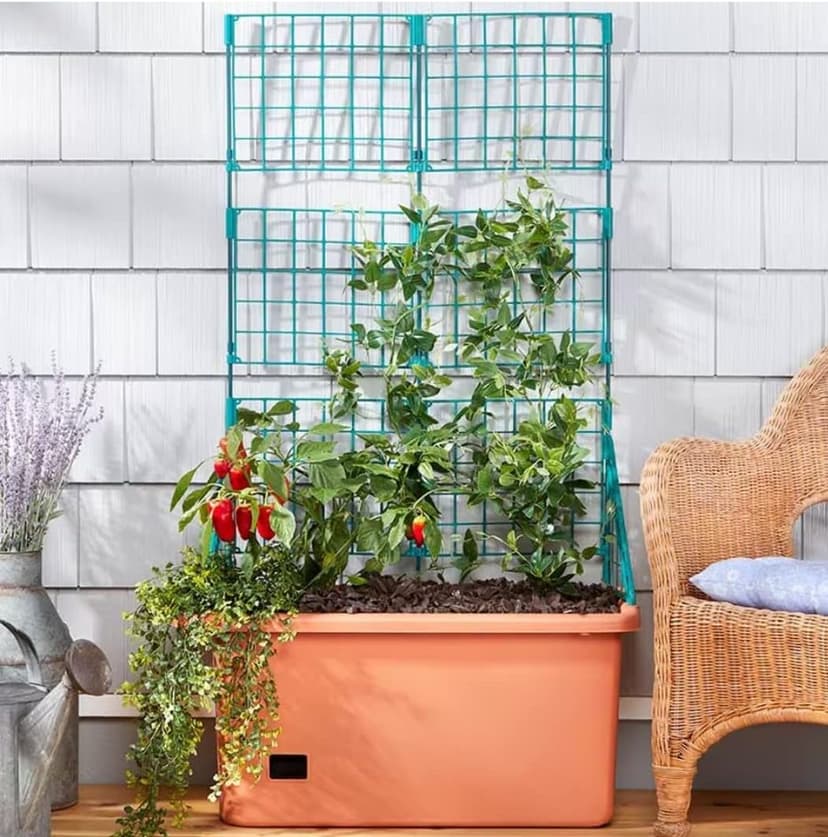 Self Watering Vegetable Planter Box with Trellis on Wheels - Mobile Garden