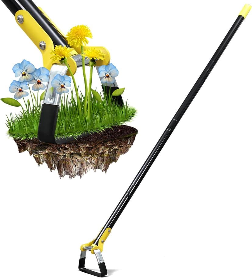 Hoe Garden Tool - Heavy Duty Hula Garden Hoe for Easy Weeding,30-54 Inch Long Handle Stirrup Hoes Gardening Tools,Scuffle Action Loop Hoe for Flower Beds,Yards,Mulch Areas