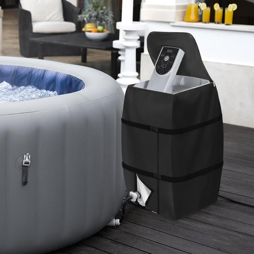 Hot Tub Spa Heater Pump Cover,Waterproof Hot Tub Insulated Pump Cover for Multiple Brands (Black,Square)