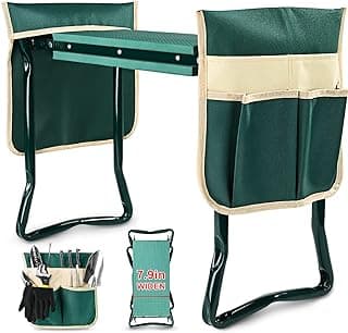 KVR Upgraded Garden Kneeler and Seat with Thicken & Widen Soft Kneeling Pad,Heavy Duty Foldable Gardener Stool with 2 Tool Pouches,Gardening Gifts for Women Mom Men Seniors¡­…