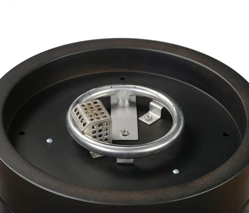 Amazon Basics 14 in 9,000 BTU Round Tabletop Propane Gas Fire Pit, Brown