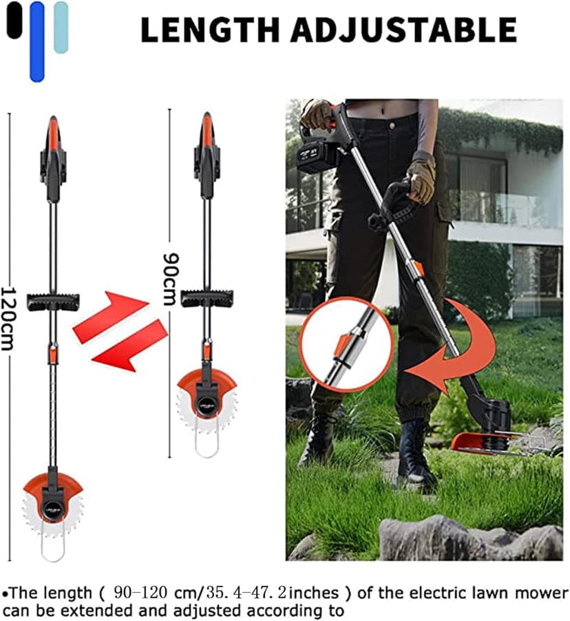 Cordless Lawn Mower with Battery and Charger,21V Lawn Trimmer Grass Edger with Two 2.0Ah Li-Ion Battery Powered & 3 Cutting Blade Types, Compact Power Tool for Lawn Yard Work, Black
