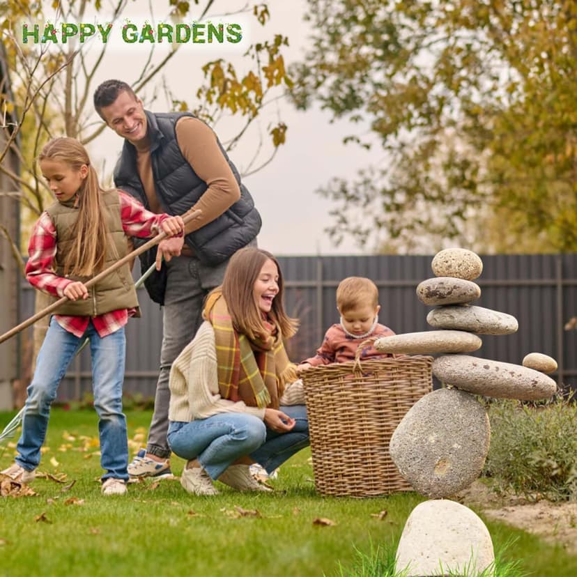 Happy Gardens Zen Stacked Rocks Sculpture | Cairn Statue Balancing Rock Stone Decor for Japanese Garden | Stacking Pebbles