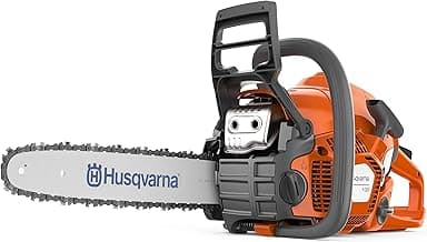 Husqvarna 130 Gas Powered Chainsaw, 38-cc 2-HP, 2-Cycle X-Torq Engine, 16 Inch Chainsaw with Automatic Oiler, For Wood Cutting and Tree Pruning, Orange