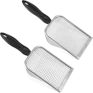 2pcs Gardening Soil Sifter, 5 & 2.8mm Garden Sand Compost Sieves Dirt Rocks Scoop Shovels with Ergonomic Handle Planting Tool Accessories Supplies