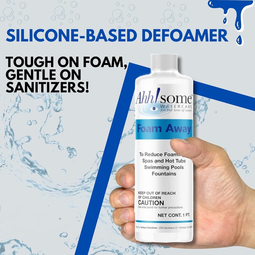 Ahh!Some Water Care Hot Tub & Spa De-Foamer, 1 Pint Hot Tub & Pool Foam Eliminator, Fast-Acting, Silicone-Based Anti-Foam Solution for Spas & Hot Tubs, Safe, Eco-Friendly Formula with No Residue