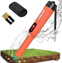 Metal Detector Pinpointer, Handheld Pin Pointer Wand Professional IP68 Fully Waterproof 360°Detection, Search Treasure Pinpointing Finder Probe with 9V Battery for Adults, Kids - Orange-MD01