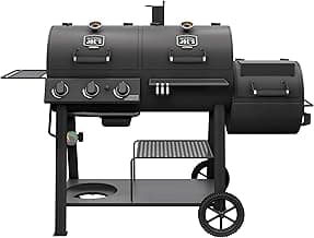 OKLAHOMA JOE'S® Canyon™ Deluxe Charcoal and Propane Gas Combination Smoker and Grill, Black Steel, 24203005