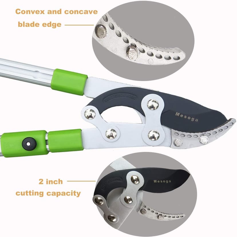 Heavy Duty Anvil & Bypass Lopper with Telescopic Handle (26-41 Inch) - 5-Layer Adjustable Garden Pruner, 2-Inch Branch Cutter for Tree Trimming