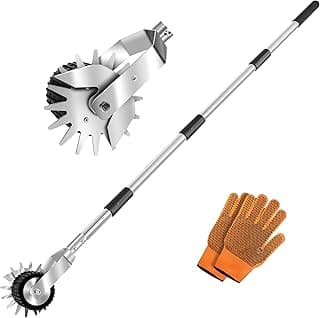 Wheel Rotary Edger Lawn Tool, Manual Grass Edger Trimmer with Adjustable 31.5-60 Inch Stainless Steel Handle, Weed Edger for Sidewalks, Driveways, Garden, Yard, Landscaping, Ergonomic