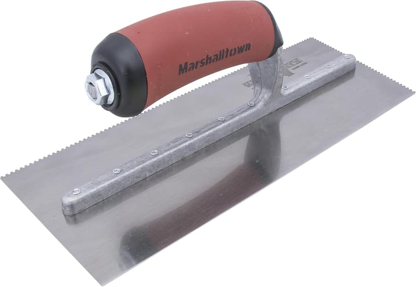 MARSHALLTOWN Cut-Back Notched Trowels, Left-Handed, Square Notch Shape, 1.5mm X/Y/Z-Notch Size, Made In The USA, 761SDL