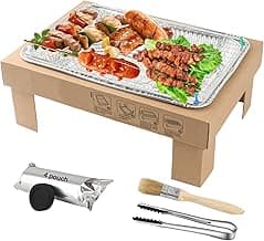 Disposable BBQ Grill - Small Camping Charcoal Grills Set,Includes Three Accessories Eco-Friendly and Portable Charcoal Grill for Camping and Outdoor Parties