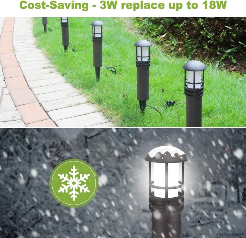 VOLISUN Outdoor LED Landscape Lighting,12-Pack 3W 12V Low Voltage Pathway Lights,Outdoor Waterproof Garden Lights,Aluminum Housing ETL Listed,CRI 90+,3000K Warm White for Driveway Sidewalk