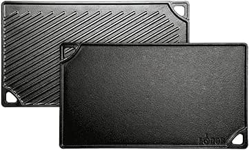 Lodge LDP3 Cast Iron Rectangular Reversible Grill/Griddle, 9.5-inch x 16.75-inch, Black