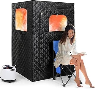 Upgraded Version Portable Sauna for Home Full Body Personal Sauna Steam Sauna Tent at Home Spa with 2.6L 1000W Steam Generator, 90 Minute Timer, Foldable Chair, Remote Control, Sauna Box(Black)