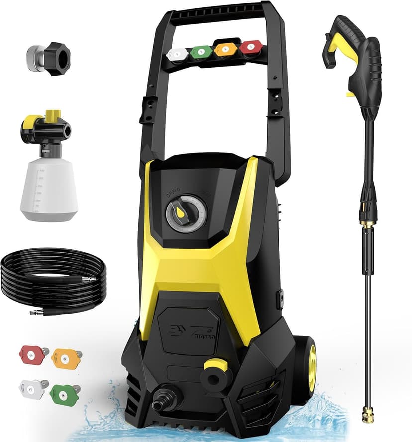 Electric Pressure Washer, 4800PSI Max 3.0 GPM Power Washer with 20FT Hose, 35FT Cord, 4 Nozzles Foam Cannon High Pressure Washer for Car Patio Garden (Black)