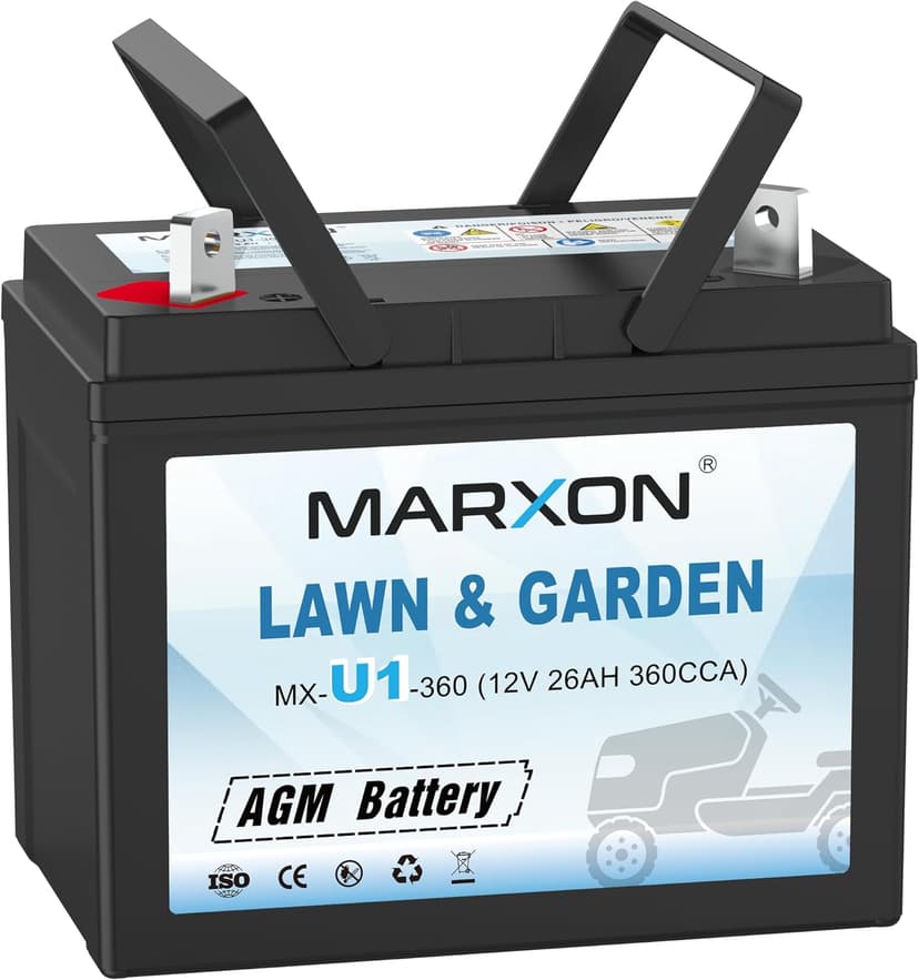 MARXON U1 360CCA Riding Lawn Mower Batteries, Garden Tractors Battery Maintenance Free AGM Battery, Compatible with Troy-Bilt, Toro, Cub Cadet, Craftsman, Ariens, Poulan Pro