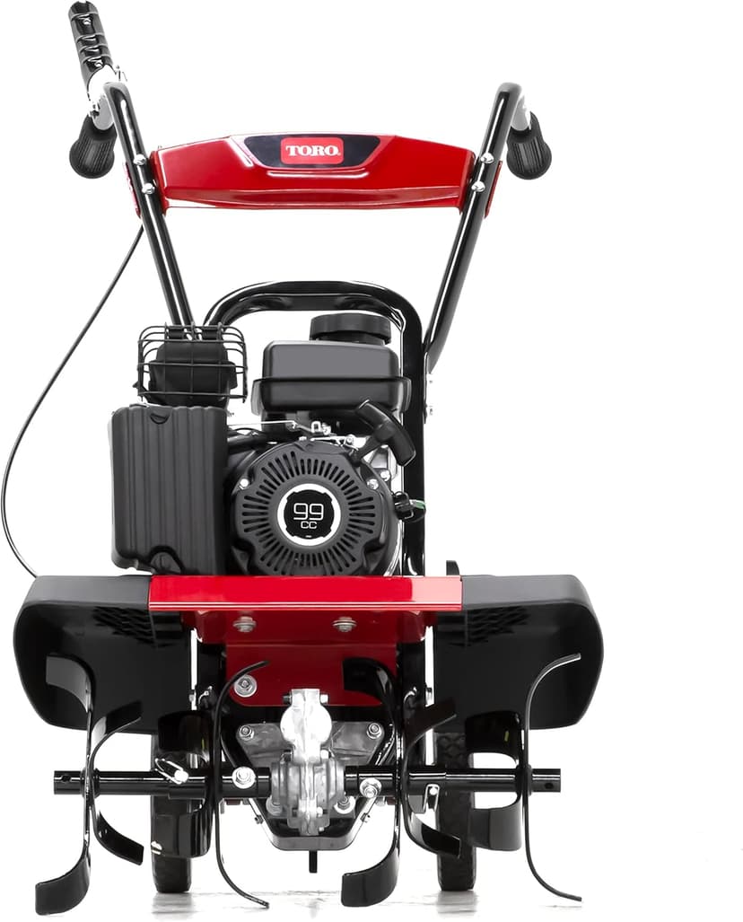 Toro Compact Front Tine Tiller, 99cc 4-Cycle Engine, 11, 16 or 21 Inch Adjustable Tilling Width, 11" Max Tilling Depth, Removable Side Shields, Model: 58604