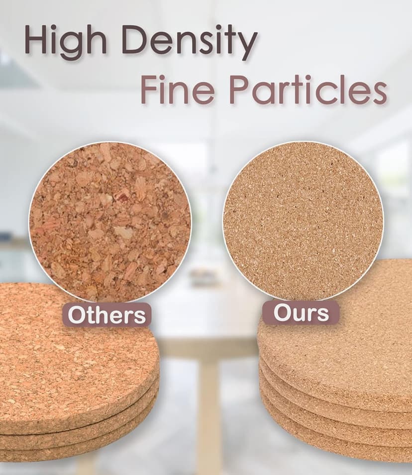 Cork Trivet, 6 Pack High Density Thick Cork Trivets for Hot Dishes and Hot Pots, 8 Inch Heat Resistant Large Coaster for Kitchen, Hot Pads for Table & Countertop