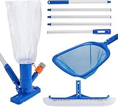 78" Ultra-Long Pool Cleaning Kit - Included Vacuum Cleaner, 17" W Brush, Skimmer Net, Splicing Pole, for Maintenance Inground or Above Ground Swimming Pools