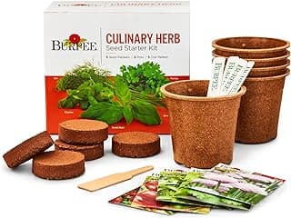 Burpee Culinary Garden Starter Kit Packets, 5 Pots, 5 Coir Pellets & 5 Plant Markers Non-GMO Herb Seeds: Cilantro, Dill, Parsley, Sweet Basil & Chives
