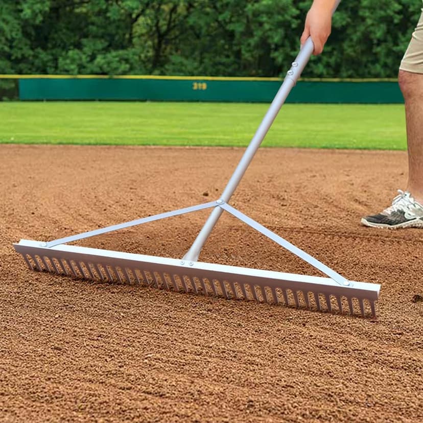 Landscape Rake 36'', Aluminum Rakes with Lightweight 69'' Handle, Landscaping Rake Tool for Lawn Care, Beach