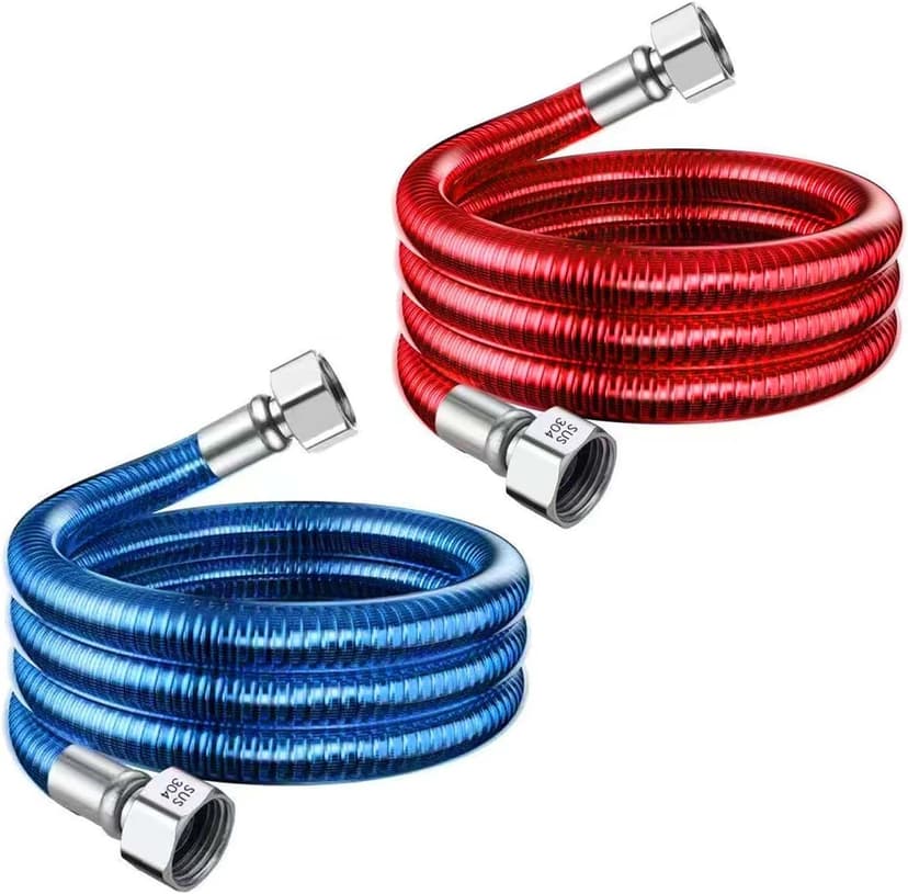 24 inch Flexible Stainless Steel Corrugated Water Heater Connector Hot and Cold Color Water Heater Hose 1/2 "FIP x 1/2" FIP 2pcs