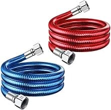24 inch Flexible Stainless Steel Corrugated Water Heater Connector Hot and Cold Color Water Heater Hose 1/2 "FIP x 1/2" FIP 2pcs
