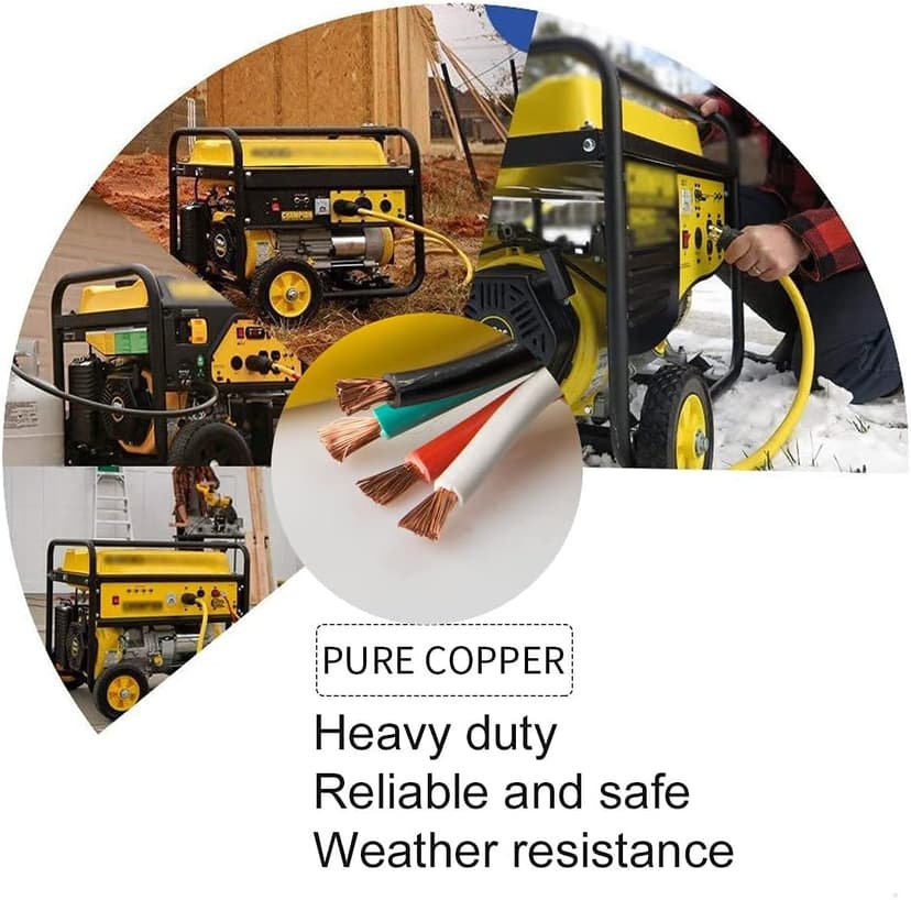 1.5Ft Generator Cord with Surge Protector Breaker,Heavy Duty Generator Locking Cord,NEMA L14-30P/Four 5-20R,4 Prong 10 Gauge Flexible Cable,Power Extension Cord, 30Amp 7500 Watts