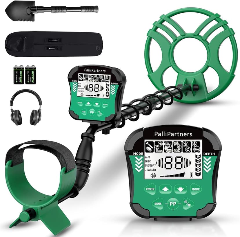 Metal Detector for Adults Waterproof-Professional Higher Accuracy Gold Detector with LCD Display,5 Mode,Advanced DSP Chip 12" Coil(Green)