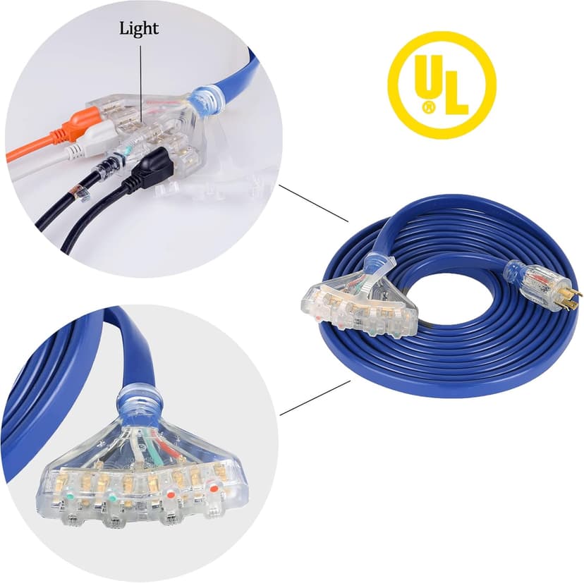 S7 25 Feet Heavy Duty Generator Adaptor Extension Cord,Locking Cord,NEMA L14-30P/Four 5-20R, 4 Prong 10 Gauge Flexible Generator Cable