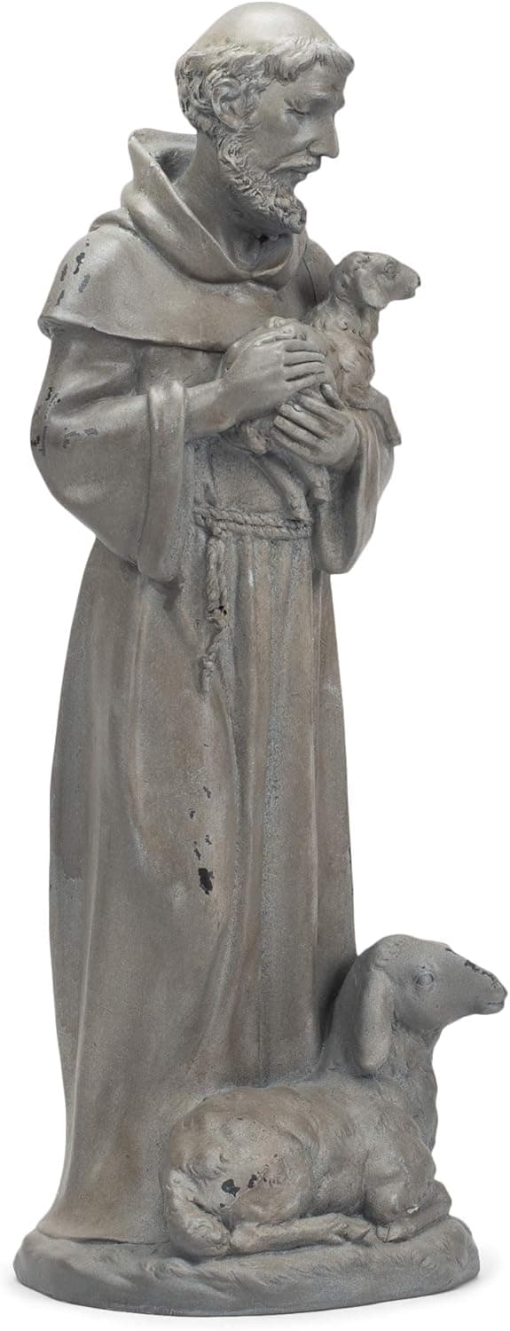 Roman – 15.25" St. Francis Garden Statue, Religious Outdoor Décor for Yard or Garden, Spiritual Gift for Nature and Animal Lovers