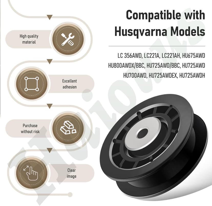 587973001 587969201 Idler Pulley Assembly Compatible With Husqvarna Craftsman Walk-Behind Lawn Mowers, for Lawn Mower Decks Idler Pulley HU725AWD/BBC, HU725AWDHQ, LC221RH Replaces Previous 581904001