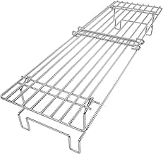Universal Grill Rack for Gas/Wood Pellet/Griddle/Smoker Grill, Adjustable Warming Rack for Expanded Cook Surface, Upper Rack with Foldable Leg Design, Adjustable Length 15.3-22.1 in, Stainless Steel