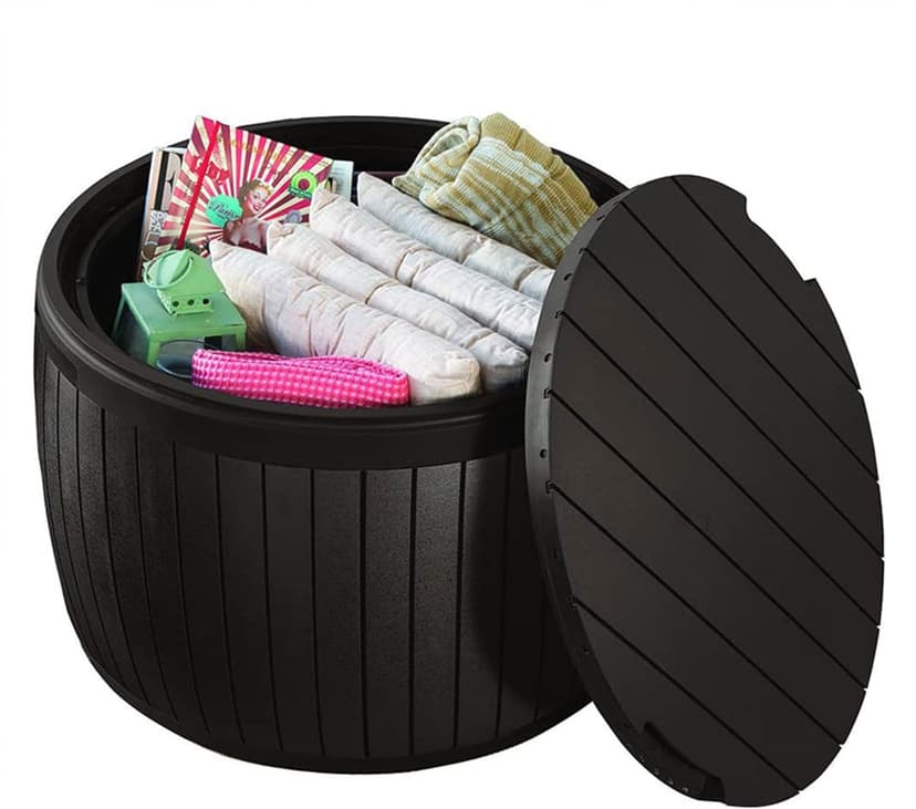 Keter Outdoor Storage Deck Box, 37 Gallon Waterproof Patio Table Bin, Circa, Brown
