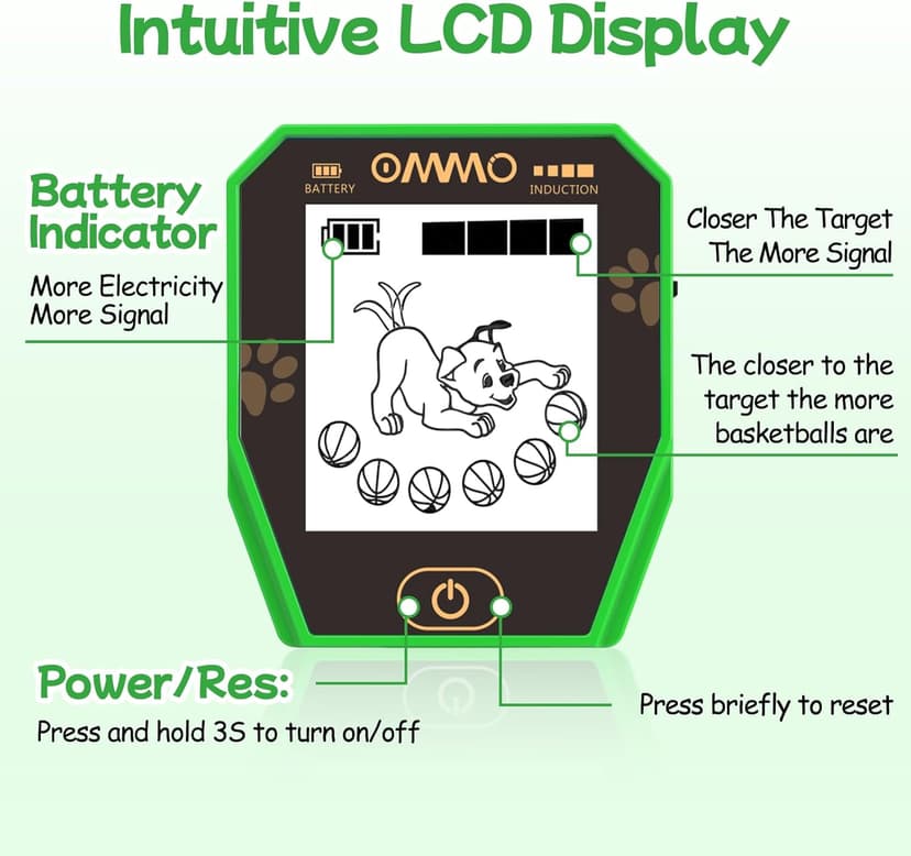 OMMO Metal Detector, Rechargeable Built-in Battery Kids Metal Detector with Funny LCD Display, Adjustable Metal Detectors for Kids with Waterproof Search Coil USB Cable for Detecting Treasure
