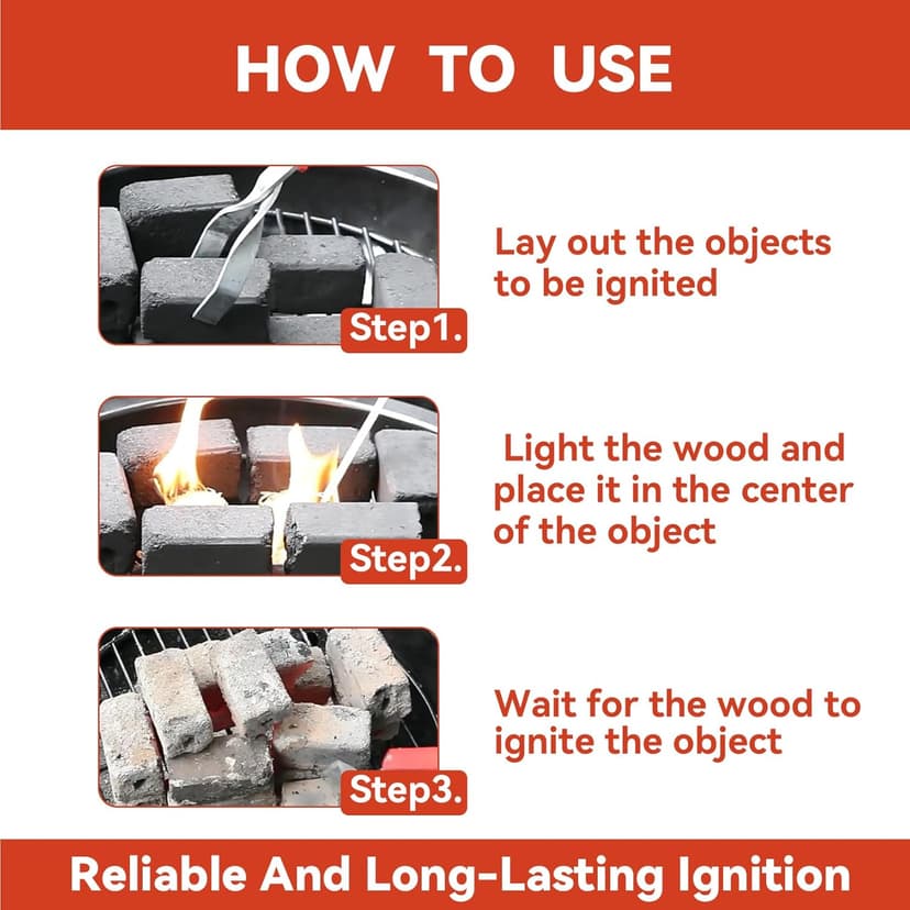 15PCS Quick Ignite Fire Starter - Fire Starter Rolls for BBQ Fireplace, Charcoal Starter for Indoor and Outdoor Use, Easily Light, Wax Wood Roll for Campfire, Chimney, Grill, Camping, Survival
