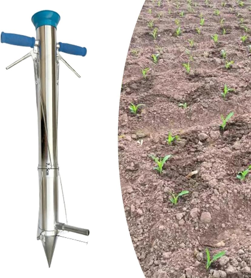 Long Handheld Bulb Planter Sod Plugger Multipurpose Seedling Transplanter, Double Handle