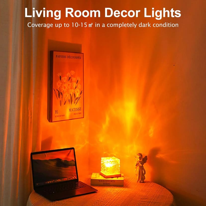 Northern Lights Projector Rechargeable,Lava Lamp Ambient Lighting Mood Lighting Ocean Wave Projector with 16 Colors and Dynamic Ripple Effect for Living Room Bedroom Decor - Cordless
