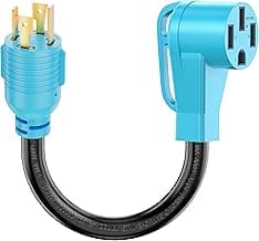 CircleCord 4 Prong 30 Amp to 50 Amp Generator to RV/EV Adapter Cord, NEMA L14-30P to 14-50R, Heavy Duty STW 10 AWG Suit for Tesla Model S/3/X/Y Charging or Generator to House and RV Trailer Camper