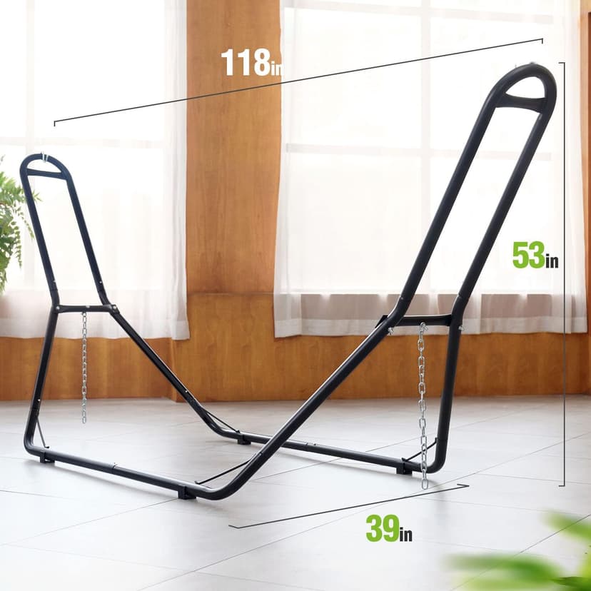 Zupapa 2 Person Steel Hammock Stand 550 lb Capacity, Portable Hammock Frame Stand Heavy Duty for 9 to 14Feet Hammocks, Carry Bag Included, Black