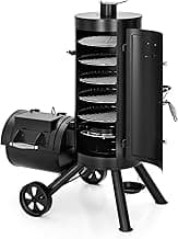 MFSTUDIO Vertical Offset Smoker Charcoal Grill,Extra Large BBQ Barrel Grills and Drum Smoker Combo with hanging racks and 5 removable grates for Smoking,ourdoor barbecue cooking,961 SQ.IN.Area