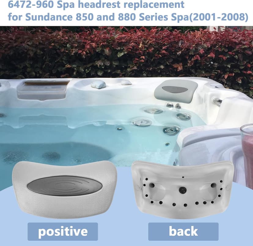 6472-960 Spa Headrest Replacement for Sundance 850 and 880 Series (2001-2008) Spa Pillow Hot Tub Head Rest Pads (4 Pack)