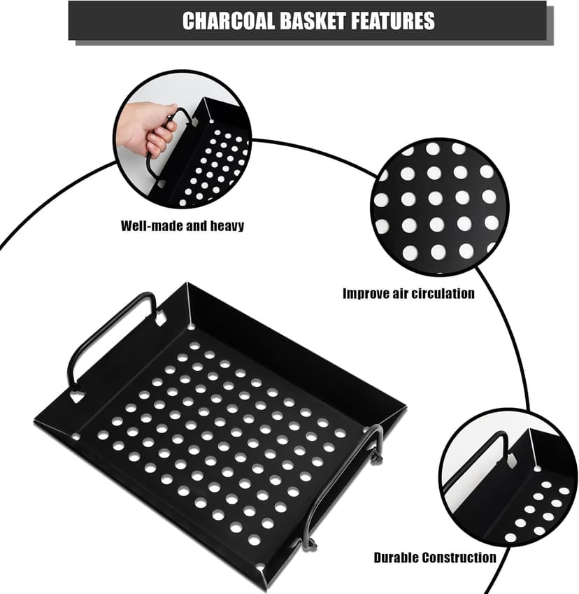 SafBbcue Grill Basket Tray for PK Original and other Charcoal Grills Charcoal Grill Basket Tray for PK Grills BBQ Grill Accessories for PK and Other Charcoal Grills Steel Charcoal Briquette Holder for PK99090