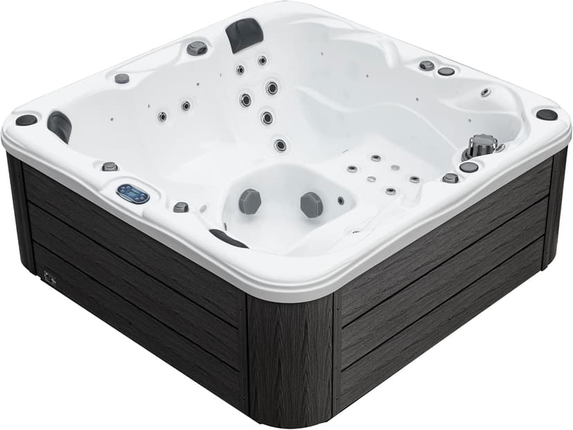 Surfaces Outdoor Hot Tub, Fits 4 Adults, 36 Jets, Double Lounger Seat Spa, Bluetooth, LED Lights, Cover Included, Wellness Tool, Aqualife by Strong Spas
