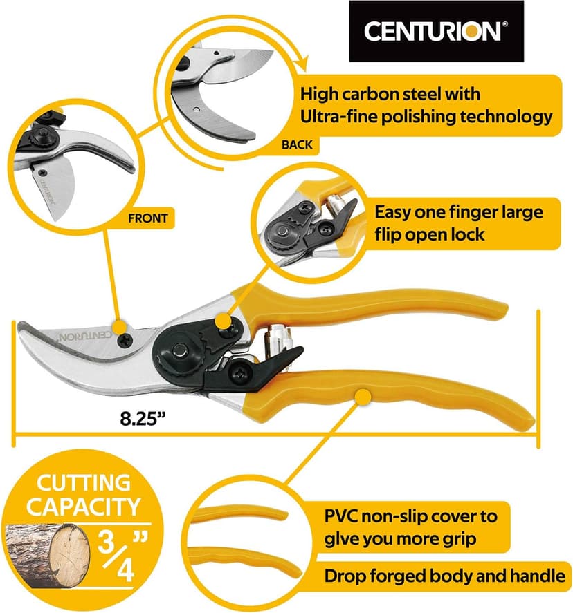 Centurion 1222 3-Piece Lopper, Hedge Shear & Pruner Combo Set, Heavy Duty Tree, Shrub & Bush Care Kit for Lawn, Garden & Yard, Ideal for Indoor & Outdoor Gardening, Branch Cutting & Plant Trimming