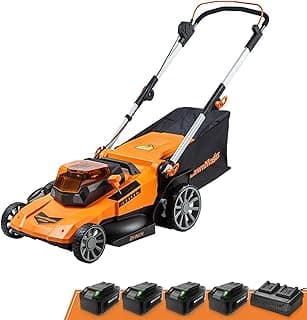 LawnMaster CLMF4821A Cordless Lawn Mower Brushless 48V MAX* 21Inch 3-in-1 Function Up to 1/2 Acre with 4X24V MAX* 4.0Ah Battery and a Dual Charger