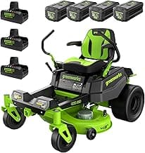 Greenworks 80V 42" CROSSOVERZ Zero Turn Lawn Mower, (4) 5.0Ah Batteries and (600W) Plug in Charger