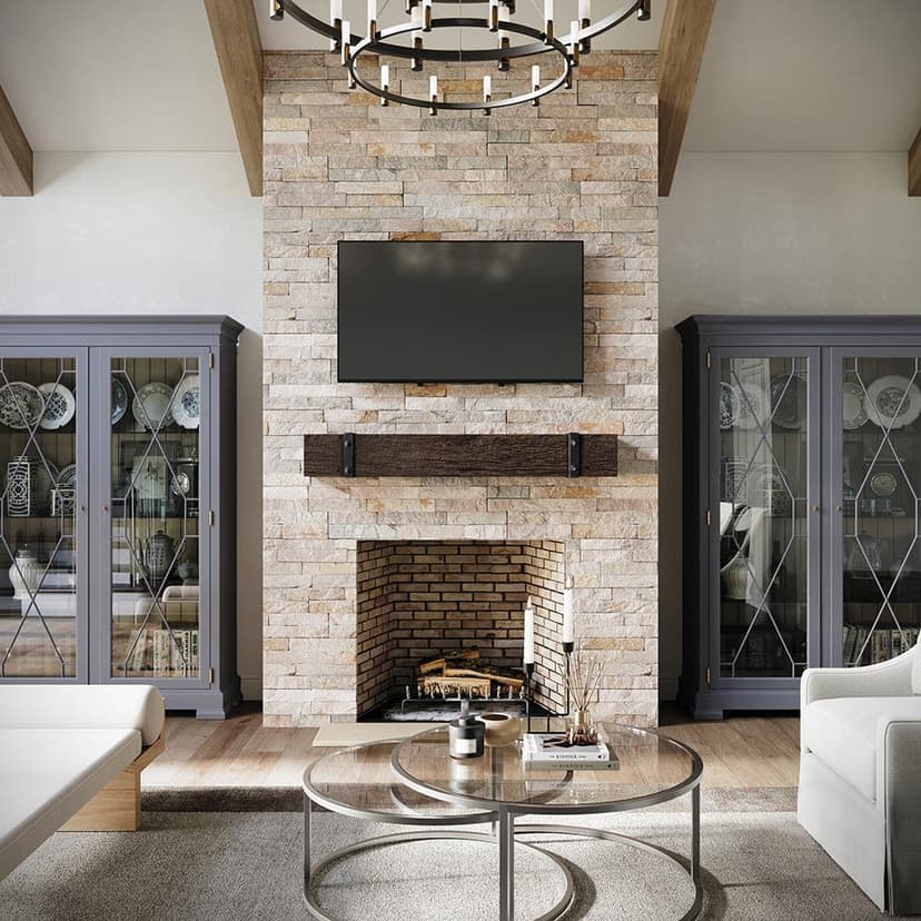 Thermastone 72 Inch Concrete Fireplace Mantel Shelf | Banded Style | Non-Combustible & Heat Resistant | Indoor or Outdoor Use | ProCoat Coating for Heavy-Duty Protection | Lighter Weight